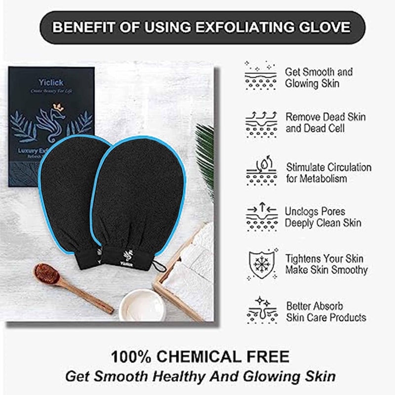 Fundrem Exfoliating Gloves 2 Pcs, Exfoliating Body Scrubber for Bath Shower Exfoliation, Body Scrub Exfoliator Loofah Sponge for Dead Skin Remover, Korean Exfoliating Mitt (Browm) - Image 2